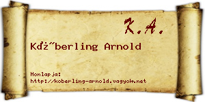 Köberling Arnold névjegykártya